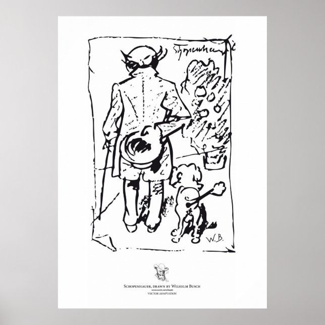 Poster Shopenhauer with dog, by Wilhelm Busch (Devant)
