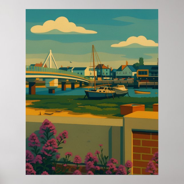 Poster Shoreham Serenity - Riverside Townscape (Devant)