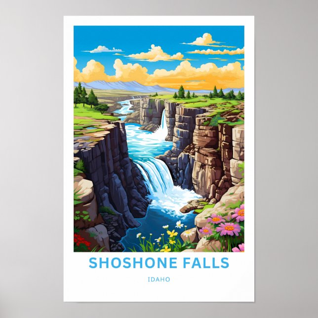 Poster Shoshone Falls Idaho Travel Print (Devant)