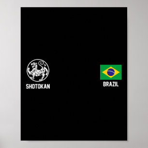 Poster Shotokan Brésil Karate Drapeau Brésilien Dojo Tige