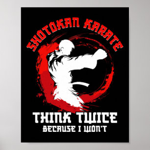 Poster Shotokan Karate Praticien Penser Deux Fois Shotoka