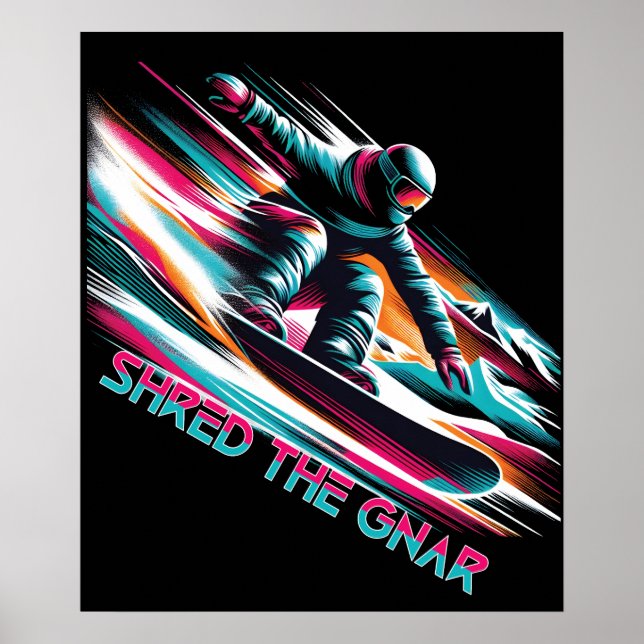 Poster Shred the Gnar Snowboard (Devant)
