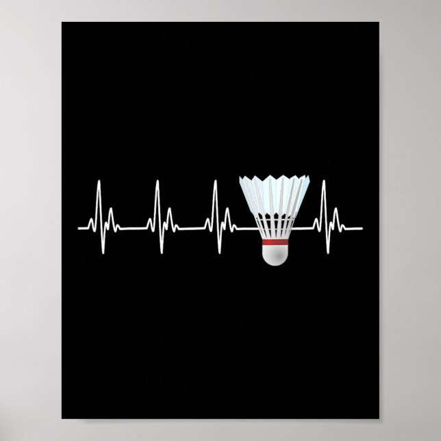 Poster Shutter Heartbeat Drôle Joueur Badminton (Devant)