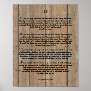 Poster SI citation par Rudyard Kipling 1895 sur le bois