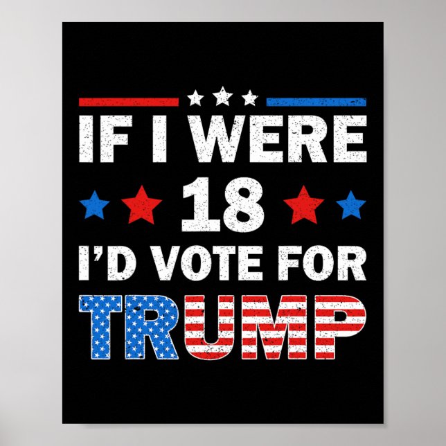 Poster Si j'avais 18 ans, je voterais pour Trump 2024 drô (Devant)