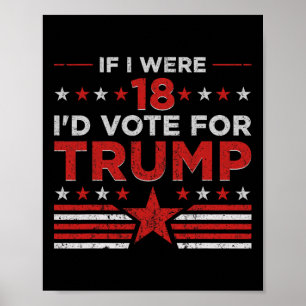 Poster Si j'avais 18 ans je voterais pour Trump drôle Pro