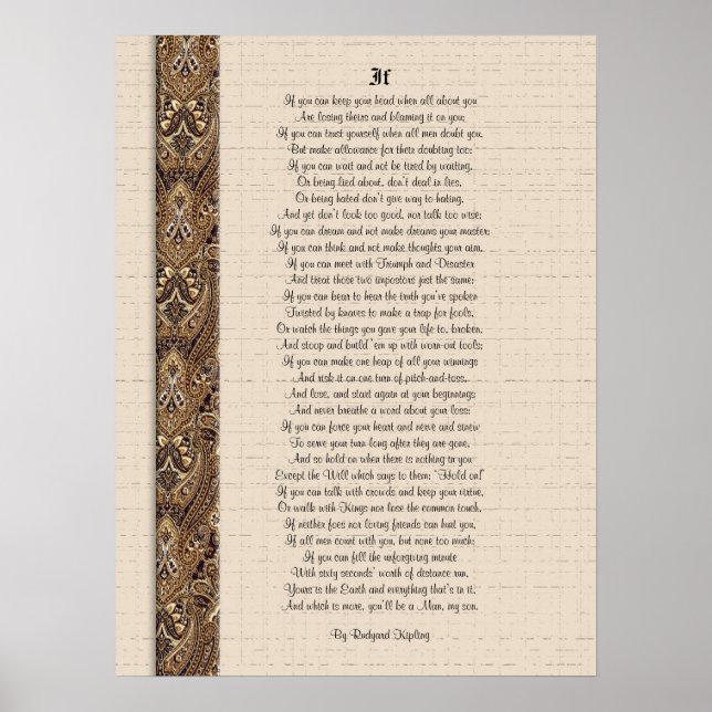 Poster Si la poésie inspirante par Rudyard Kipling (Devant)