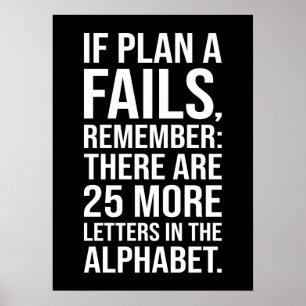 Poster Si Le Plan A Échoue - Drôle Motivation De Succès