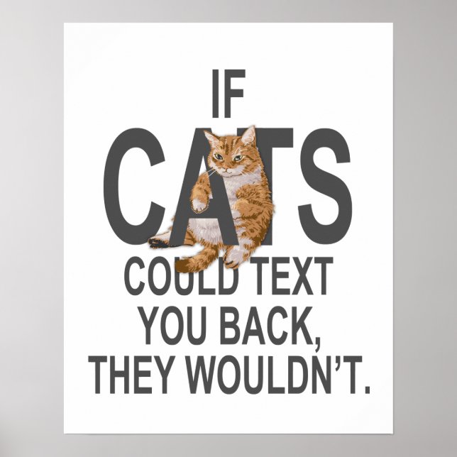 Poster Si les chats pouvaient vous renvoyer un texto, ils (Devant)