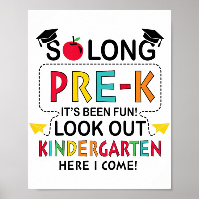Poster Si longtemps Pré K maternelle ici Graduate Dernier (Devant)