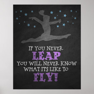 Poster Si vous ne sautez jamais - Citation Gymnastique In