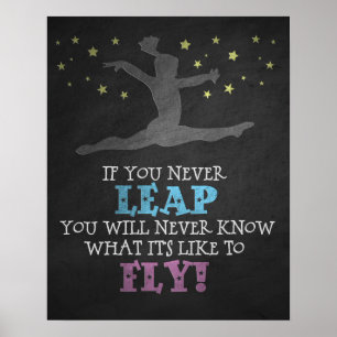 Poster Si vous ne sautez jamais - Citation Gymnastique In