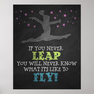 Poster Si vous ne sautez jamais - Citation Gymnastique In
