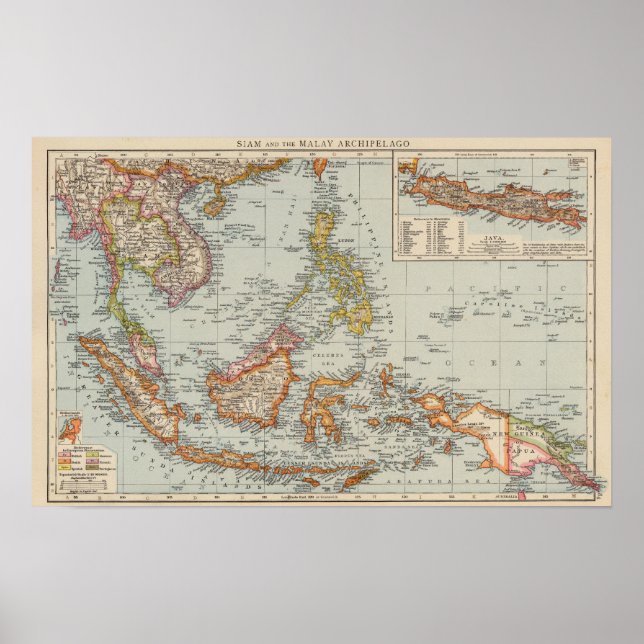 Poster Siam, archipel malais (Devant)