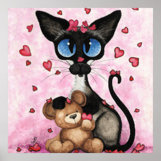 Poster Siamese Cat Valentines Day by Bihrle