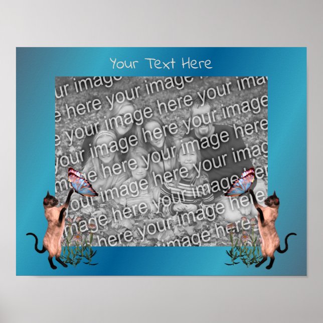 Poster Siamese Cats Papillons Ajouter Votre Photo (Devant)