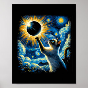 Poster Siamese Chat 2024 Van Gogh Starry Nuit Siamese Cha