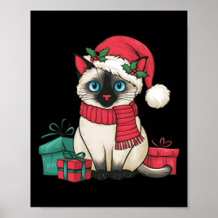 Poster Siamese Chat Noël Noël Père Noël Chat Siamese