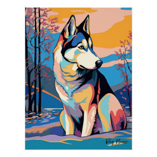 Poster Siberian Husky Dog 004 - Bruno Pokopen