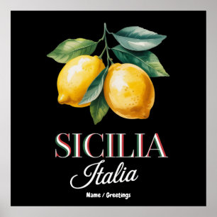 Poster Sicile Italie Fiers Citrons Italiens Frais Sicilie