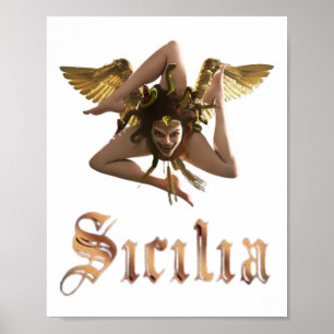 Poster Sicile / Méduse sicilienne Trinacrie
