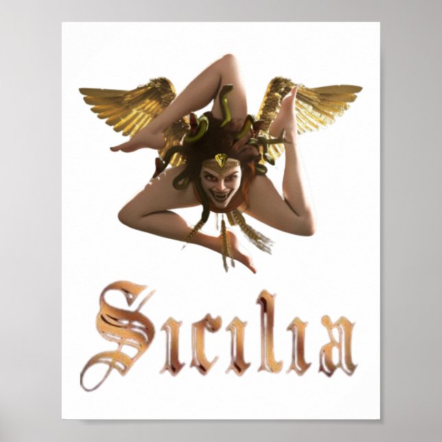 Poster Sicile / Sicilienne Medusa Trinacria (Devant)