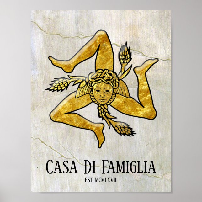 Poster Sicilienne Trinacria Votre Texte (Devant)