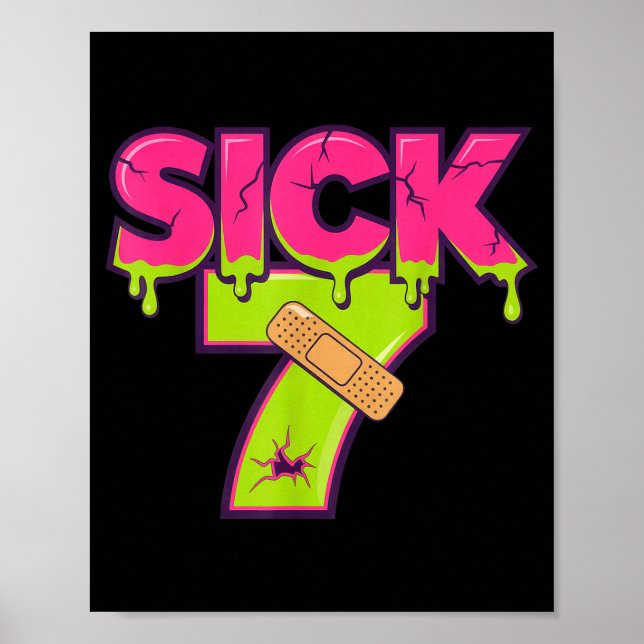 Poster Sick Seven Meme Tee Six Seven Fun Wordplay Drip  (Devant)