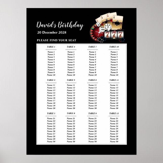 Poster SIÈGE DE FÊTE CASINO, SIÈGE DE FÊTE D'anniversaire (Devant)