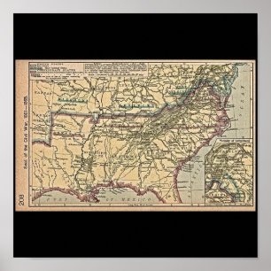 Poster Siège de la guerre civile, 1861-1865 Carte