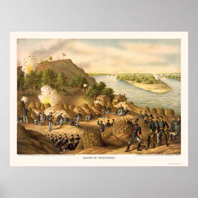 Poster Siège de Vicksburg par Kurz et Allison 1863 (Devant)