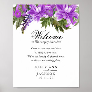 Poster Siège Mariage De Bienvenue - Fleurs Plutôt Violett
