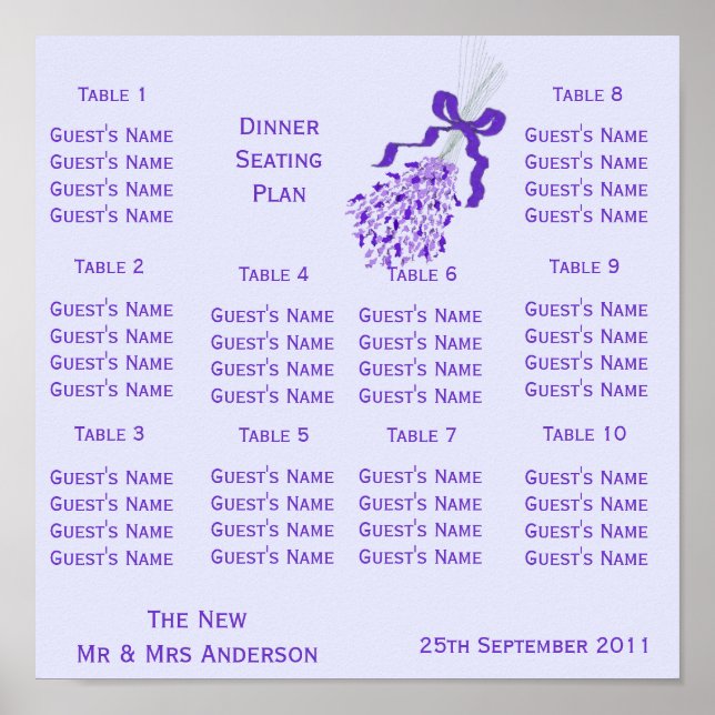 Poster Siège Mariage Lavender Blush (Devant)