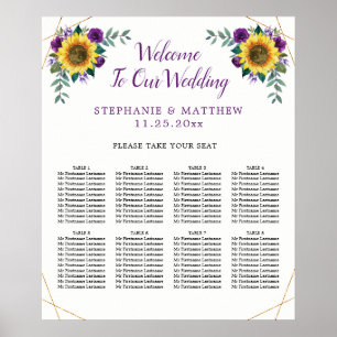 Poster Siège mariage Tournesol violet géométrique 8