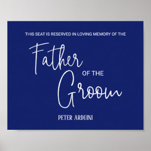 Poster Siège Mémorial du Père du Marié Mariage Bleu
