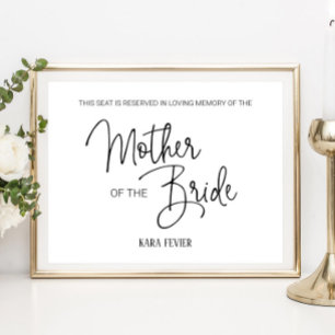 Poster Siège réservé à la mère de la mariée Mémorial Mari