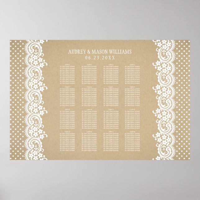 Poster Siège Rustic Kraft et Mariage en dentelle (Devant)