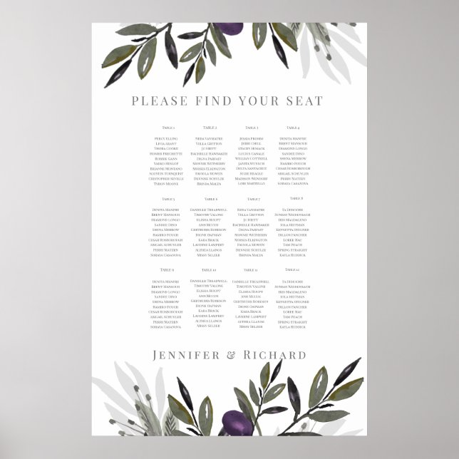 Poster Sièges mariages Diagramme olives Toscan 2 (Devant)