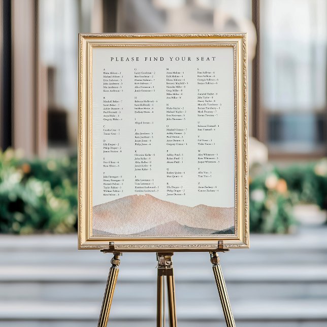 Poster Sierra Dusk | Alphabetical Wedding Seating Chart (Créateur téléchargé)