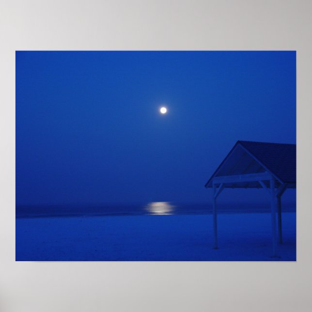 Poster Siesta Key, Floride - pleine lune au-dessus du gol (Devant)