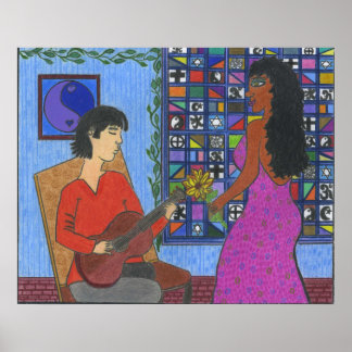 Poster Siffleur de couple interracial