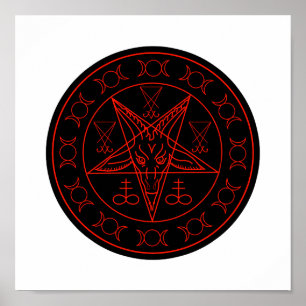 Poster Sigil de Baphomet triple lune et sigile de lucifer