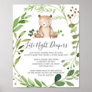 Poster Signal Baby shower Ours Diapositives de nuit tardi