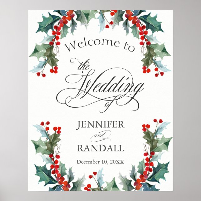 Poster Signal de bienvenue du Mariage Holly et Berries (Devant)
