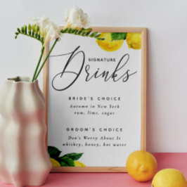 Poster Signal de boisson signature citron | Barre Mariage