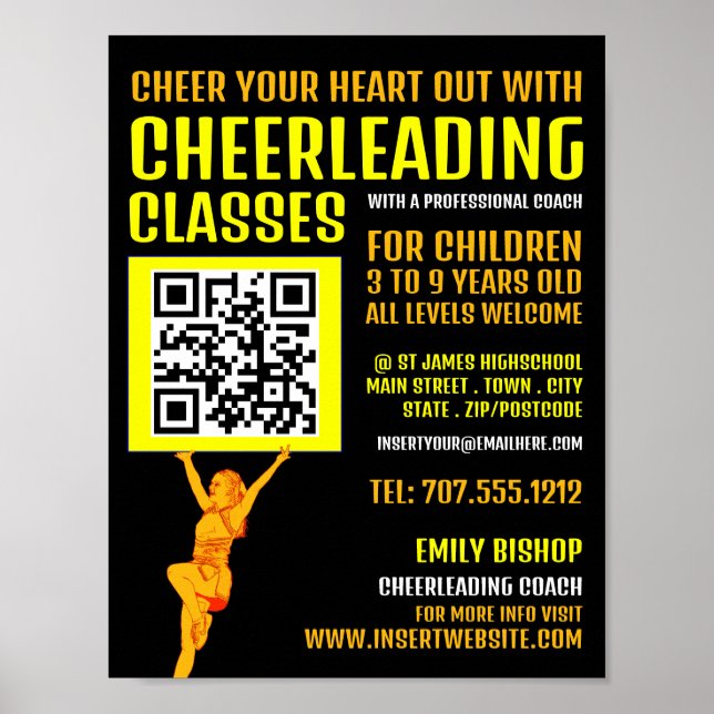 Poster Signal de code QR pom-pom girl, Classes Cheerled (Devant)