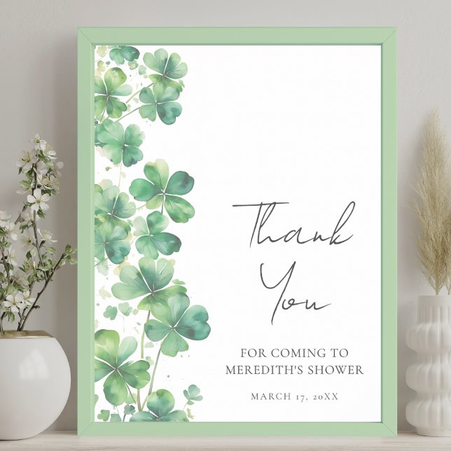 Poster Signal de Fête des mariées de Merci Lucky In Love (Lucky In Love Bridal Shower Thank You Sign)
