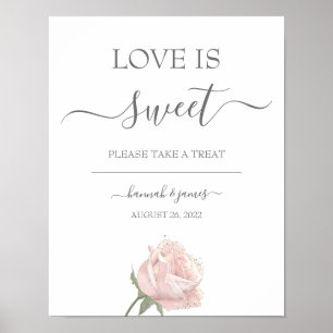 Poster Signal de table de dessert Rose Hannah Mariage