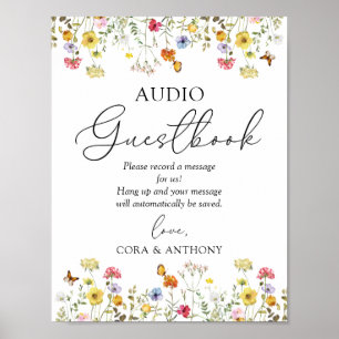 Poster Signal fleur sauvage Boho Mariage Audio Guestbook
