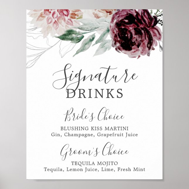 Poster Signal Floral Romance Signature Boissons (Devant)